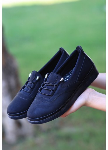 Laxi Siyah Nubuk Bağcıklı Spor Ayakkabı
