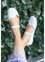 Ceos Beyaz Cilt Babet Ayakkabı