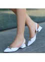 Katte Beyaz Cilt Topuklu Ayakkabı