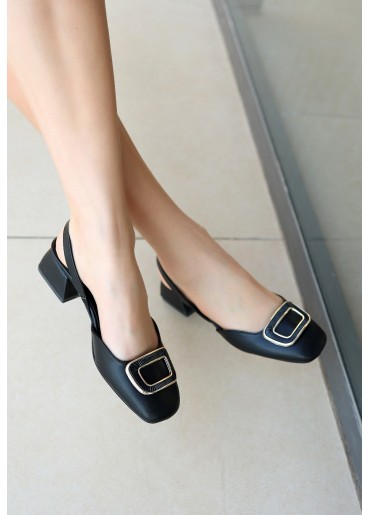 jasmi Siyah Cilt Topuklu Ayakkabı