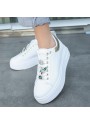 Tenya Beyaz Cilt Taşlı Bağcıklı Spor Ayakkabı