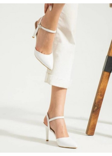 Mariana Beyaz Cilt Topuklu Ayakkabı