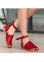 Motali Kırmızı Deri Sandalet