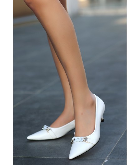 Lilac Beyaz Cilt Topuklu Ayakkabı