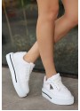 Julya Beyaz Cilt Bağcıklı Spor Ayakkabı