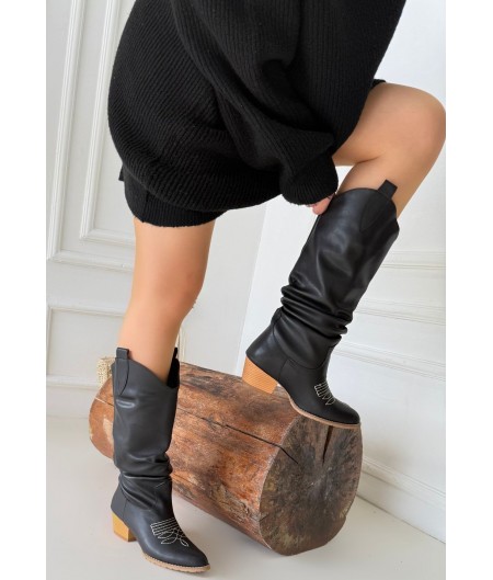 Cayla Siyah Cilt Topuklu Çizme Cayla Siyah Cilt Topuklu Çizme