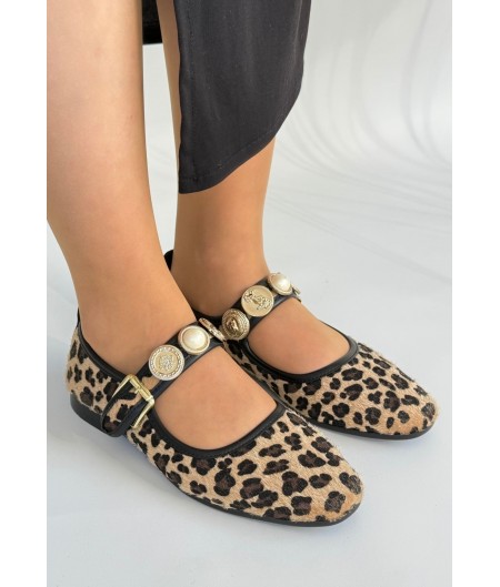 Koope Leopar Süet Babet Ayakkabı
