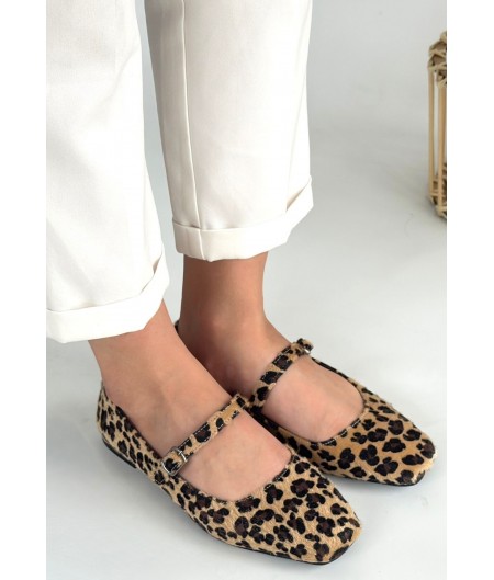 Linni Leopar Süet Babet Ayakkabı