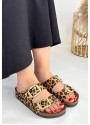 Tanta Leopar Süet Tokalı Terlik
