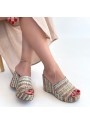 Tlay Kilim Desenli Dolgu Topuk Terlik