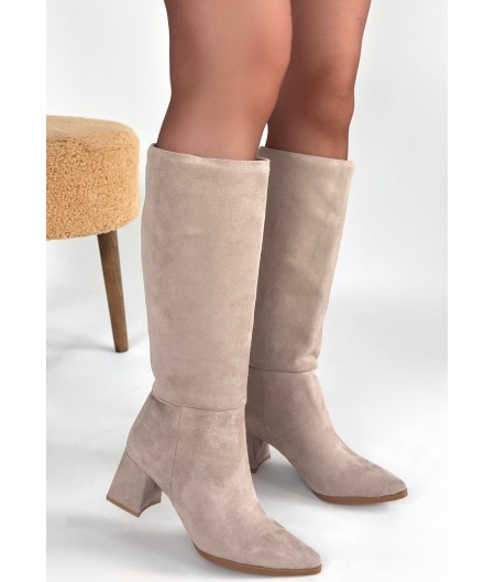 Roksa Bej Süet Topuklu Çizme Roksa Bej Süet Topuklu Çizme