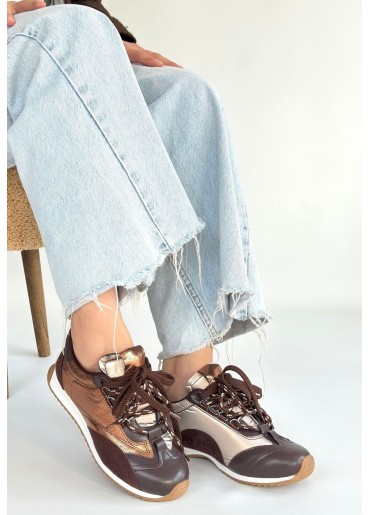 Ranu Kahverengi Cilt Paraşüt Detaylı Bağcıklı Spor Ayakkabı