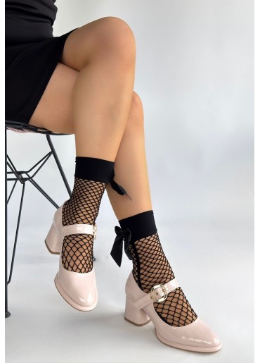 Weys Bej Rugan Topuklu Ayakkabı