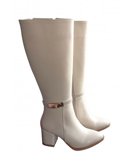 Jeoli Bej Cilt Topuklu Çizme