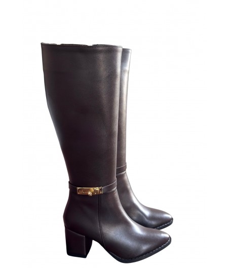 Jeoli Kahverengi Cilt Topuklu Çizme