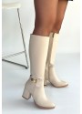 Jeoli Bej Cilt Topuklu Çizme Jeoli Bej Cilt Topuklu Çizme