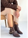 İnay Kahverengi Cilt Topuklu Bot