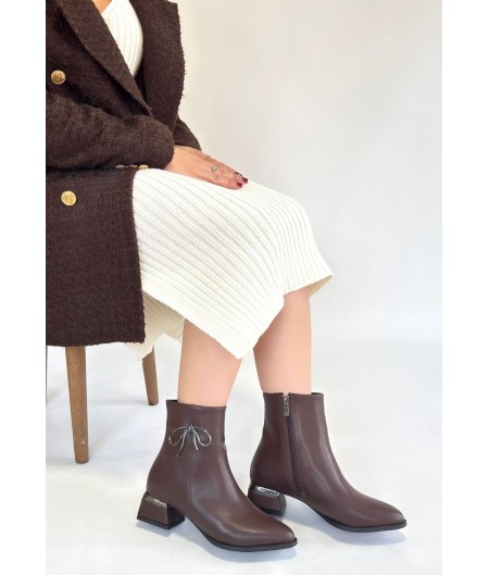 Harly Kahverengi Cilt Topuklu Bot Harly Kahverengi Cilt Topuklu Bot