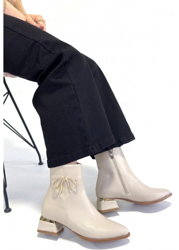 Harly Bej Cilt Topuklu Bot