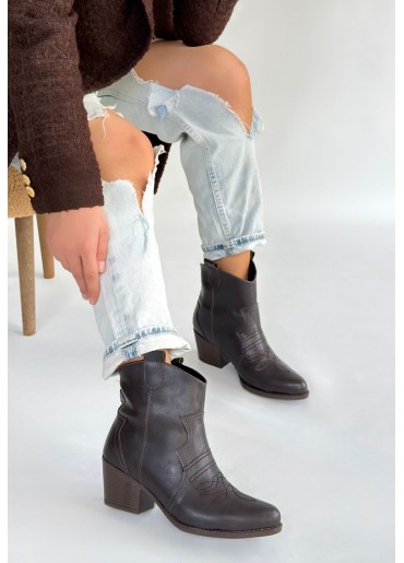 Akver Acı Kahve Cilt Topuklu Bot