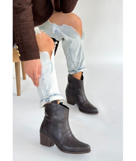 Akver Acı Kahve Cilt Topuklu Bot