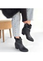 Lukana Siyah Cilt Topuklu Körüklü Bot Lukana Siyah Cilt Topuklu Körüklü Bot