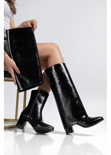 Wila Siyah Parlak Topuklu Tak Çıkar Çizme