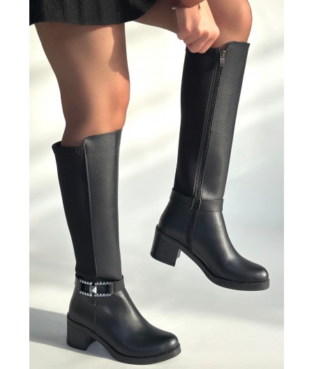 Emrat Siyah Cilt Topuklu Çizme Emrat Siyah Cilt Topuklu Çizme