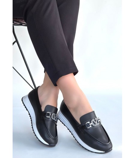 Otra Siyah Cilt Babet Ayakkabı Otra Siyah Cilt Babet Ayakkabı