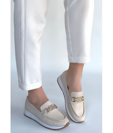 Otra Bej Cilt Babet Ayakkabı