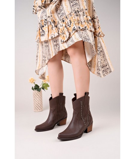 Matin Acı Kahve Cilt Topuklu Bot Matin Acı Kahve Cilt Topuklu Bot