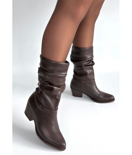 Yior Acı Kahve Cilt Topuklu Bot