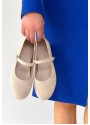 Lossa Bej Süet Kemerli Babet Ayakkabı