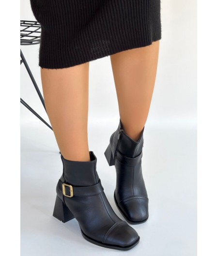 Mejjo Siyah Cilt Topuklu Bot