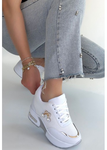 Wody Beyaz Cilt Simli Bağcıklı Spor Ayakkabı