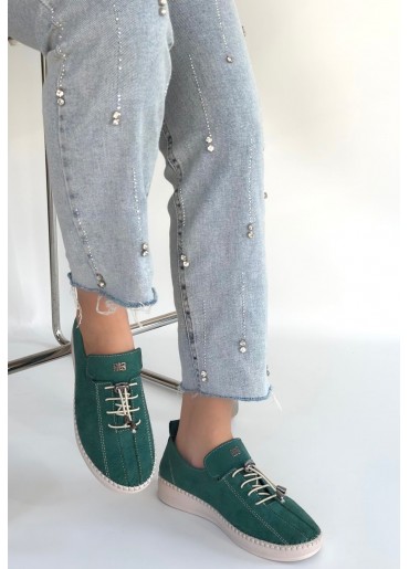 Warte Yeşil Süet Bağcıklı Spor Ayakkabı