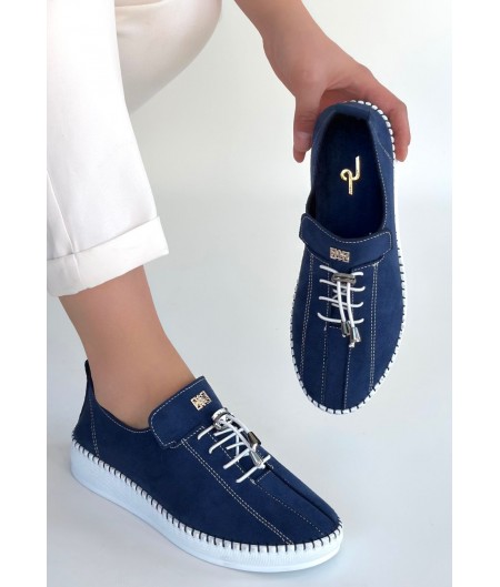 Warte Lacivert Süet Bağcıklı Spor Ayakkabı