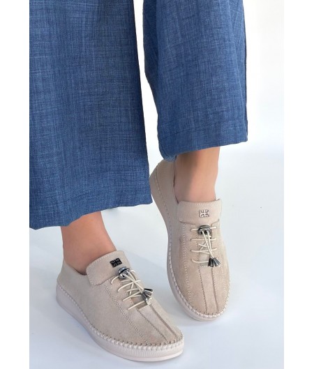 Warte Bej Süet Bağcıklı Spor Ayakkabı