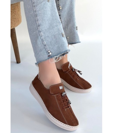 Warte Kahverengi Süet Bağcıklı Spor Ayakkabı