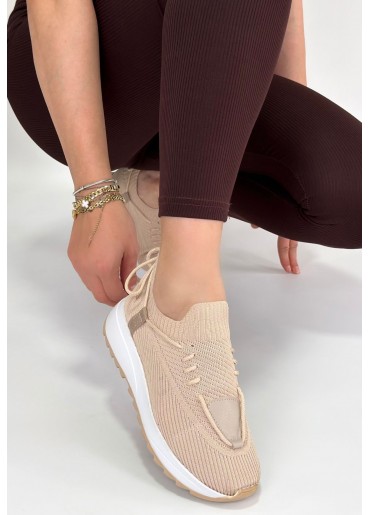 Renji Bej Triko Bağcıklı Spor Ayakkabı