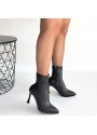 Orjen Siyah Cilt Streç Topuklu Bot