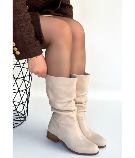 Plod Bej Cilt Körüklü Çizme