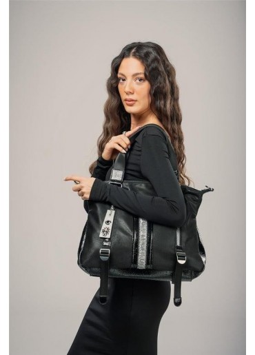 Toja Siyah Cilt Kol ve Omuz Çantası