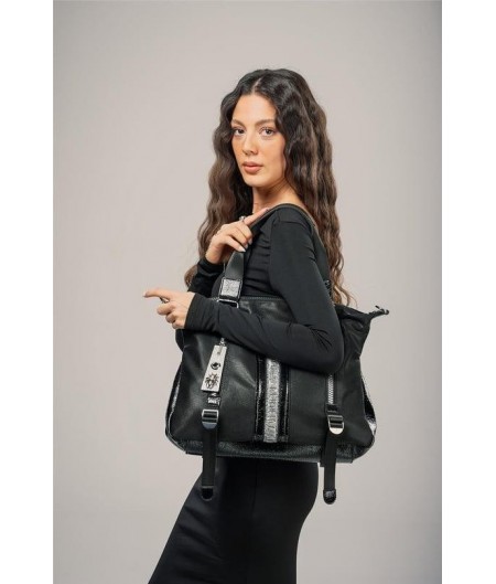 Toja Siyah Cilt Kol ve Omuz Çantası