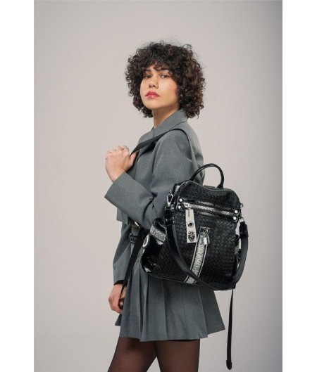 Cary Siyah Cilt Kol ve Sırt Çantası Cary Siyah Cilt Kol ve Sırt Çantası