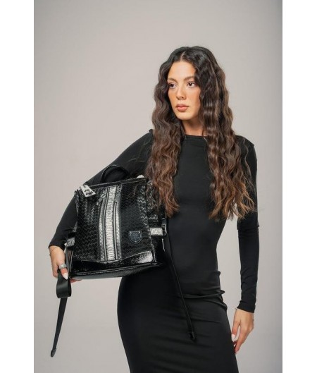 Pely Siyah Cilt Kol ve Sırt Çantası Pely Siyah Cilt Kol ve Sırt Çantası