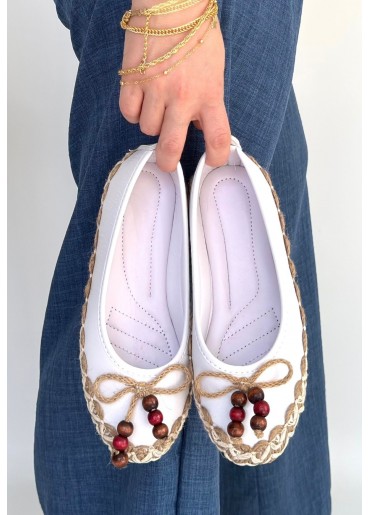 Ilwe Beyaz Cilt Babet Ayakkabı