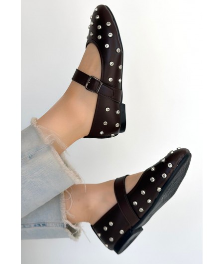 Ritta Kahverengi Cilt Kemerli Babet Ayakkabı