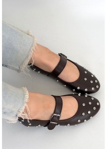 Ritta Kahverengi Cilt Kemerli Babet Ayakkabı