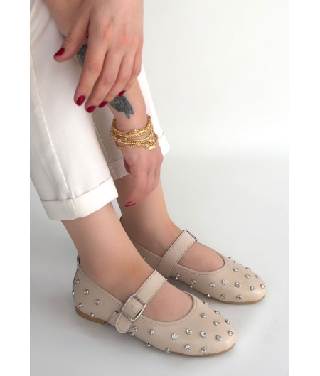 Ritta Bej Cilt Kemerli Babet Ayakkabı